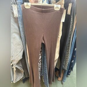 Aerie Brown Ribbed Flare Pants